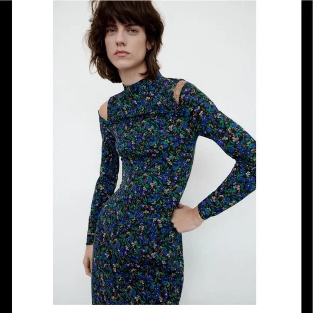 Zara floral cut out maxi dress